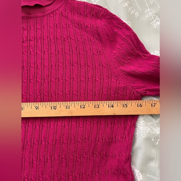 Talbots Women’s Cranberry Turtleneck Sweater, Cable Knit, Long Sleeve; Size M - Picture 6 of 7